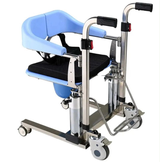 SS Hydraulic Patient Transfer Wheelchair with Built-in Commode